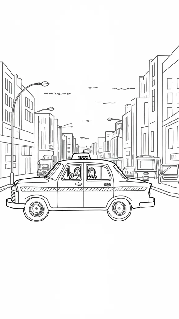 taxi cab coloring page